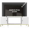 70" Wood Heavy Duty TV Stand with Cabinet Storage, Open Shelves, Modern Design, and Metal Legs for Living Room - 4 of 4