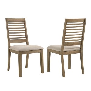Simple Relax Set of 2 Upholstered Dining Chairs with Ladder Back in Brown Washed and Latte - 1 of 4