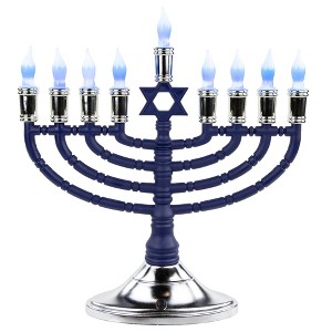 Rite Lite 15" Premium Blue and Silver Electric Menorah with Sequential Lighting - 1 of 4