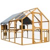 Dolonm 110" Walk-in Chicken Coop & Catio - Waterproof Cover, 2 Pet Doors & 1/2" Galvanized Mesh, Yellow Wood Outdoor Playpen for Cats/Chickens - 2 of 4