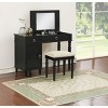 TiramisuBest Bedroom Vanity Set w Stool Open Up Mirror Storage Space Drawers Rubber wood Ring Pull Handles Black Color Vanity with Black - 2 of 4