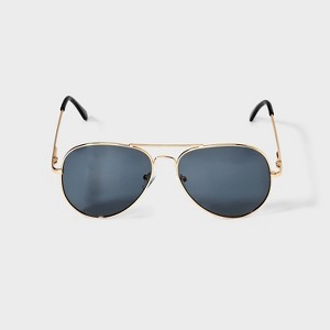 Men's Aviator Metal Sunglasses - Goodfellow & Co™ Gold - 1 of 2