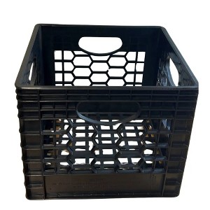 CrateMate Heavy-Duty 16QT Black Milk Crates for Storage & Organization | Ideal for Home, Camping, Worksite | Stackable, Durable, USA Made - 1 of 4