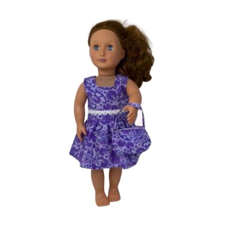 Doll Clothes Superstore Pretty Purple Dress With Purse Fits 18 Inch Girl Dolls Like American Girl Our Generation My Life Dolls, 4 of 5