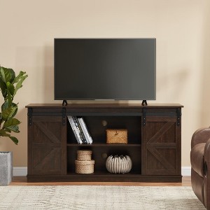 CENGHU TV Stand for Television up to 65" , Modern Mid Century Entertainment Center with Sliding Barn Door, Storage Cabinet Table Living Room, Espresso - 1 of 4