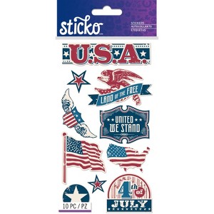 Sticko Stickers - Vintage Patriotic Words, 10pcs - 1 of 1