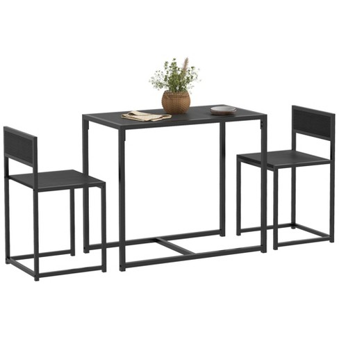 HOMCOM 3 Piece Industrial Dining Table Set, Counter Height Bar Table & Chairs Set for Small Space, Dining Room - image 1 of 4