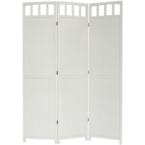 3 Panels Solid Wood Privacy Screen Room Divider White Finish 5.8 Ft ...