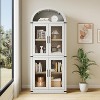 TackView 72" Tall Arched Bookcase with Glass Doors, 5 Tier Display Bookshelf Storage Cabinet, Modern Floor Standing Organizer for Living Room - 2 of 4