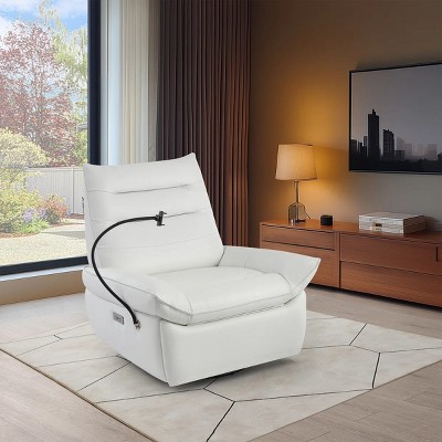 Nebula Vortex 38.98'' Uphlostered Top Grain Genuine Leather Match Swivel Power Recliner