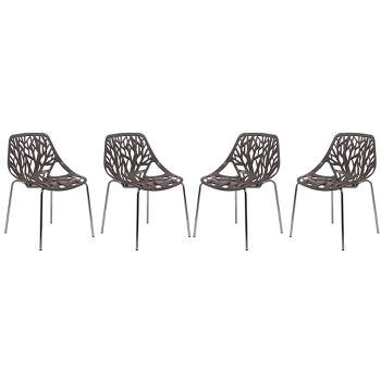LeisureMod Asbury Open Back Plastic Stackable Dining Side Chair, Set of 4