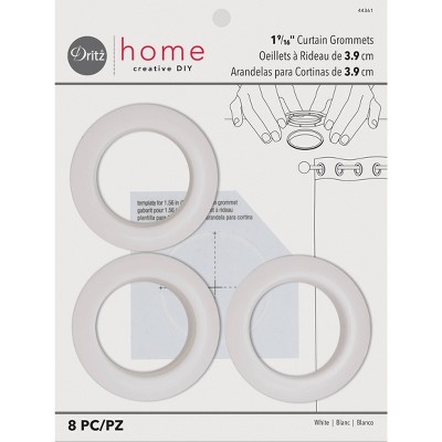 Dritz Set of 8 Home 1-9/16" Curtain Grommets White: Plastic Sewing Fasteners, Eyelets & Grommets, Grommet Kit
