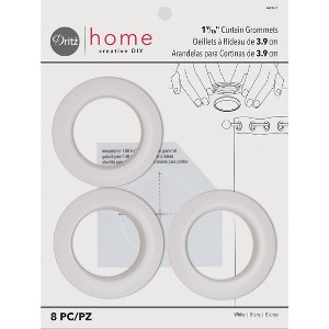 Dritz Set of 8 Home 1-9/16" Curtain Grommets White: Plastic Sewing Fasteners, Eyelets & Grommets, Grommet Kit - 1 of 4