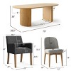7-piece Dining Room Table Set, Oak Oval Table with 6 Linen Fabric Dining Chair and 2 Captain's Chair with Solid Wood Legs, Dining Room- Maison Boucle - 3 of 4