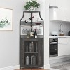 Homfan 5-Tier Corner Bar Cabinet with Lights, Adjustable Shelves & Glass Doors - Home Liquor Wine Display - 3 of 4