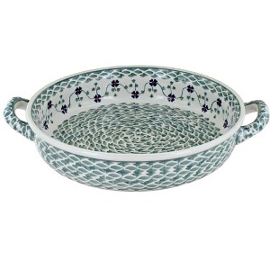 Blue Rose Polish Pottery Z140 Manufaktura Small Round Baker with Handles - 1 of 1