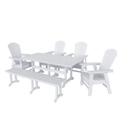 WestinTrends 6 Piece Outdoor Patio Dining Table and Armchair Dining Bench Set