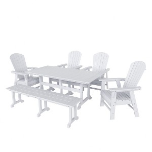WestinTrends 6 Piece Outdoor Patio Dining Table and Armchair Dining Bench Set - 1 of 4