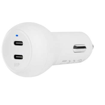 Monoprice USB-C Car Charger, 45W 2-port PD White, Power Delivery for MacBook Pro/Air, iPad Pro, iPhone 12/11/ Pro/Max/XR/XS/X, Pixel, Galaxy, and More