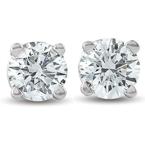 3 ct Brilliant Round Cut Solitaire Studs Clear Simulated Diamond 14k White  Solid Gold Earrings Screw back