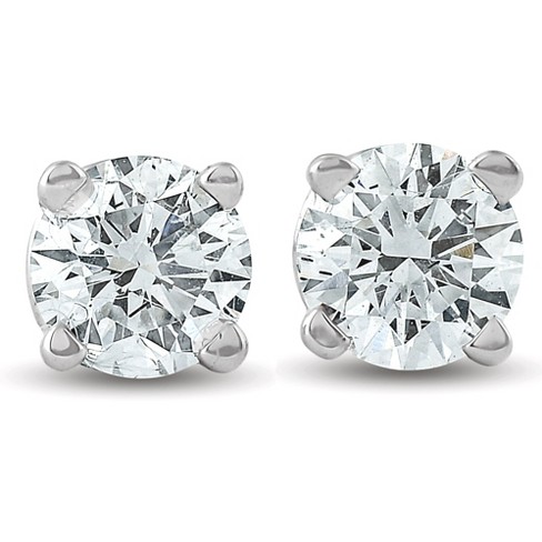 Pompeii3 1 ct Diamond Studs with Screw Backs 14K White Gold - White