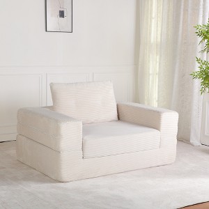 Whisen Convertible Human-Pet Nest Sofa, Compression Human Dog Sofa Bed, Modern Corduroy Floor Couch With Pillow, No Assembly Required - 1 of 4