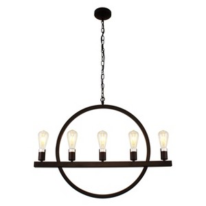 Chloe Lighting Ironclad Farmhouse 5 Light Oil Rubbed Bronze Ceiling Pendant 32" Wide - 1 of 4