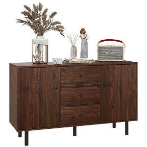 Resenkos Side Cabinet,Retro Sideboard with 2 Cabinets 3 Drawers, Buffet Table, Rustic Brown - 1 of 4