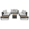 Maggift Patio Seating Sets, Expandable Outdoor Sectional Set with Comfort Cushion, for Lawn Backyard, Gray, 136.21"*70.27"*46.98" - 3 of 4