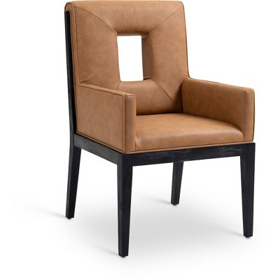 Meridian Furniture,Gwendolyn Cognac Vegan Leather Dining Arm Chair