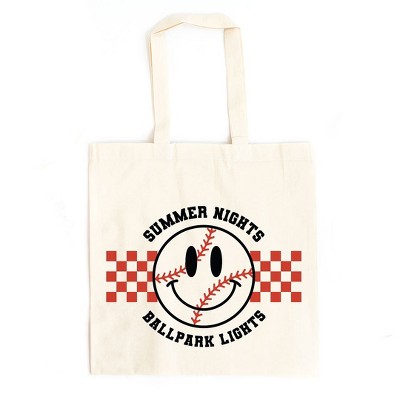 City Creek Prints Checkered Summer Nights Canvas Tote Bag - 15x16 - Natural