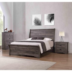 Okak Modern Wooden Dresser for Bedroom with 4 Drawers, Storage Chest of Drawers Nightstand Bed Side Cabinet for Living Room Hallway, Gray - 1 of 4