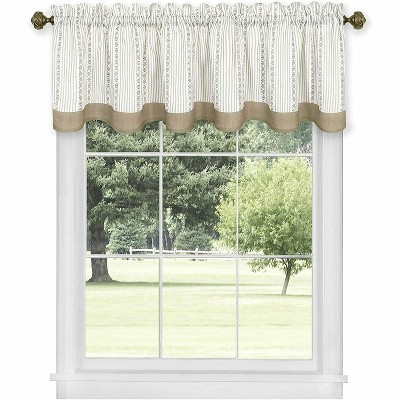 Linen Striped Cotton Farmhouse Window Valance with Rod Pocket