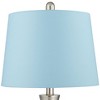 360 Lighting Gerson Modern Table Lamps 24" High Set of 2 Brushed Nickel Silver LED Blue Hardback Drum Shade for Bedroom Living Room Bedside Nightstand - 2 of 4