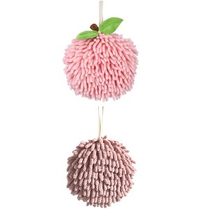 REGALWOVEN 2 Pack Soft Absorbent Chenille Fuzzy Ball Hand Towels for Bathroom Home Decor 6" x 6" - 1 of 4