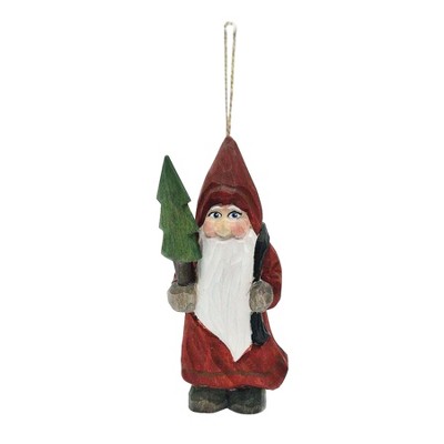 Gallerie II Wood Carved Santa Ornament