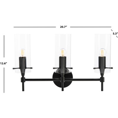 Norala Matte Black 27" Industrial 3-Light Vanity Sconce