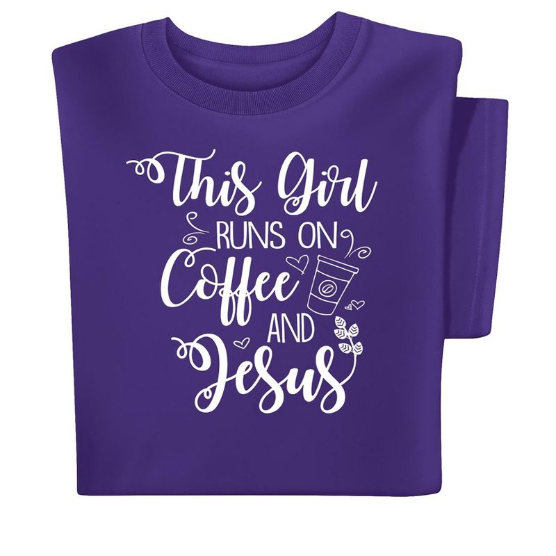 Collections Etc This Girl Runs on Coffee and Jesus Short Sleeve Graphic Tee, 3 of 5