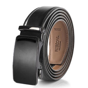Roxoni Men's Genuine Leather Ratchet Dress Belt with Automatic Double Gloss Buckle, Enclosed in an Elegant Gift Box - 1 of 4