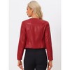 INSPIRE CHIC Women's Collarless Open Front Faux Pocket Faux Leather Crop Moto Jackets - 3 of 4