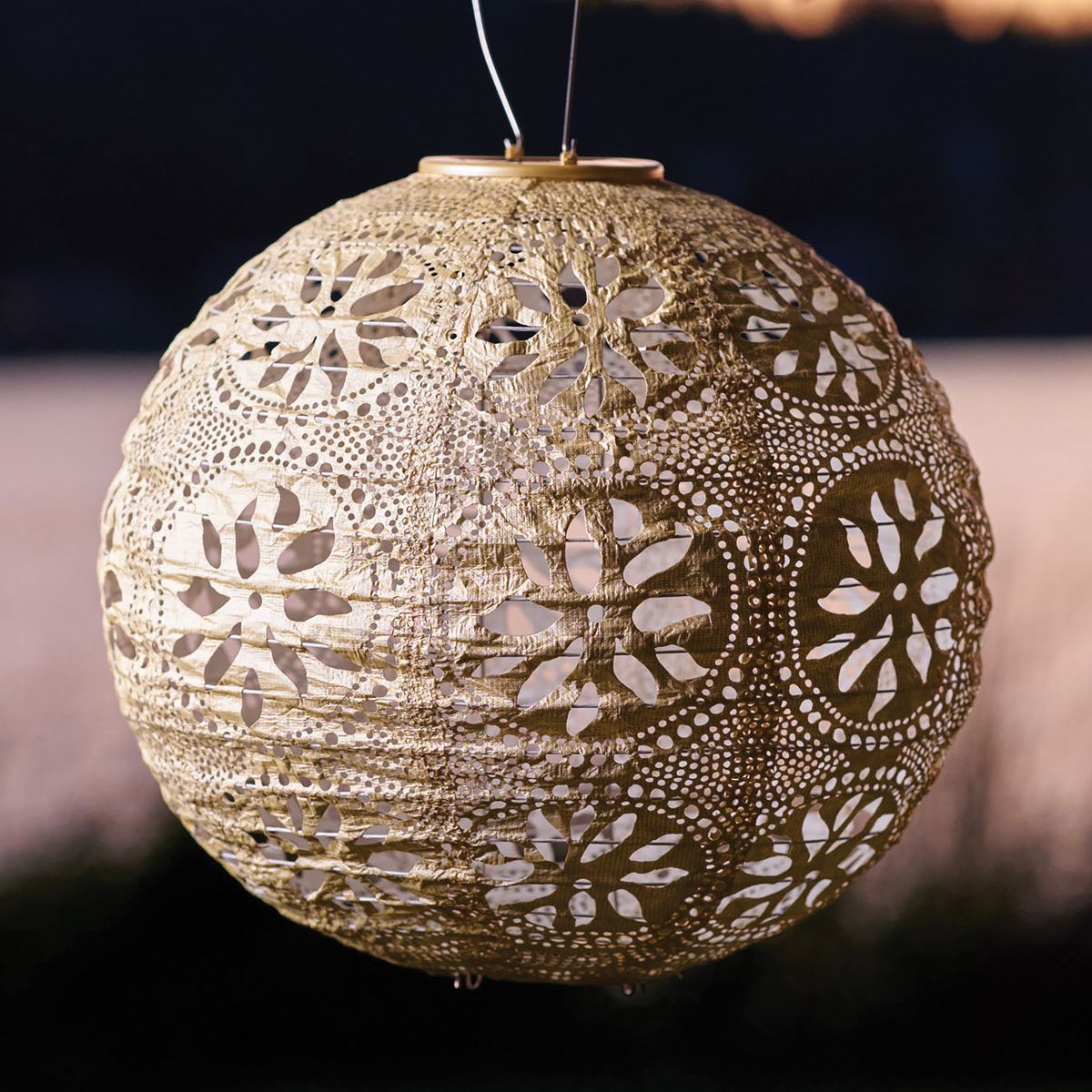 Allsop® Home Garden Soji™ Stella Boho Globe 12-In. Tyvek® Solar Lantern in Off-White - thumbnail 8