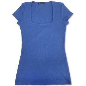 I.N.C International Concepts Womens Ribbed Basic T-Shirt, Blue, Large - 1 of 1