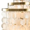 ALOADECOR 3-Light 28'' Modern Coastal Aged Brass Natural Capiz Shell Tiered Table Lamp With Black Marble Base Glam For Girls Room Living Room Bedroom - 4 of 4
