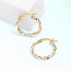 925 Sterling Silver Hoop Earrings | 14K Gold-Plated Three-Tone Twisted Earring Jewelry | Light-Weight Italian Design Click-Top Hoop Earrings for Women - 3 of 4