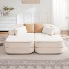77.2" Teddy Fabric No Assembly  32D High Density sponge Boneless Sofa,Fluffy Comfy Couch with double Chaises,Sleeper sofa for Living Room,White - 2 of 4
