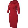 Women's Casual Long Sweatshirts 3/4 Sleeve Hooded Bodycon Dress with Kangaroo Pocket - 3 of 4