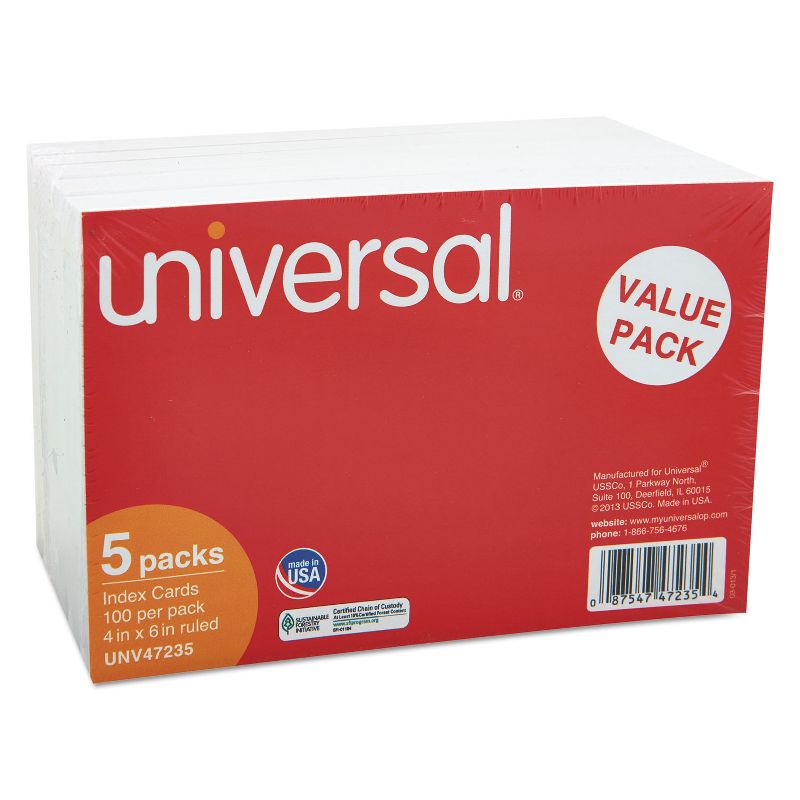 UNIVERSAL Ruled Index Cards 4 x 6 White 500/Pack 47235, 3 of 7