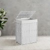 Laundry Hamper Sorter with Lid, 23.8 Gal (90 L) Synthetic Rattan Clothes Laundry Basket Storage with Lid and Handles Removable Liner Laundry Sorter - 2 of 4