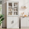 Garvee Tall Kitchen Pantry, Wood Pantry Storage Cabinet with 4 Doors & Adjustable Shelves, Farmhouse Freestanding Pantry Cupboard for Dining - 2 of 4