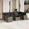 vidaXL 10 Piece Patio Sofa Set with Cushions Gray Poly Rattan - without storage - 2 of 4